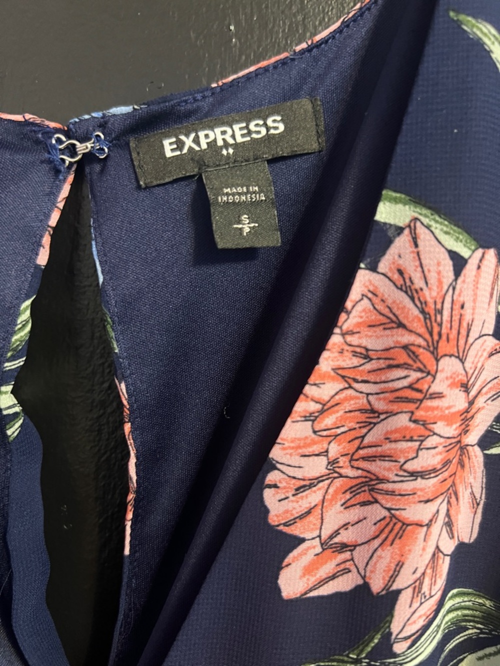 EXPRESS Navy Floral Mini Dress with Multicolor Blooms - Picture 3 of 4